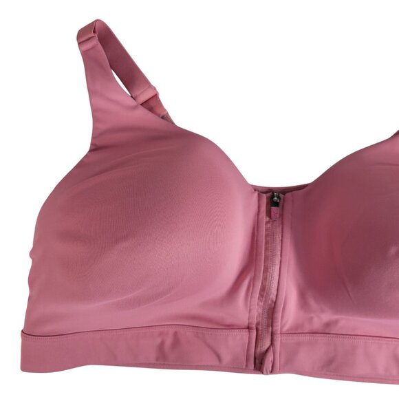 Old Navy Active Powersoft Go Dry Sports Bra Pink 42DD Zip Front Adj Wireless Pad - Picture 2 of 11